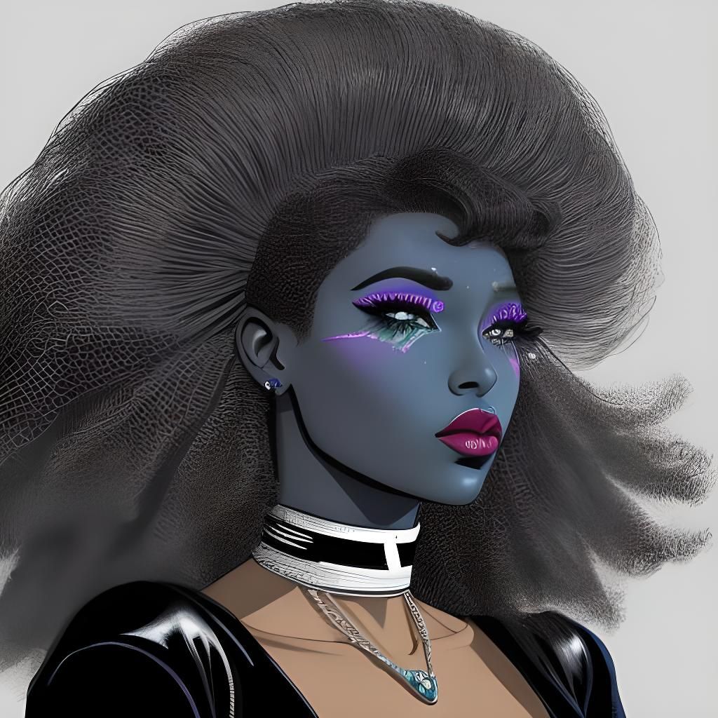 Stylish Woman in 1980s Patrick Nagel Style