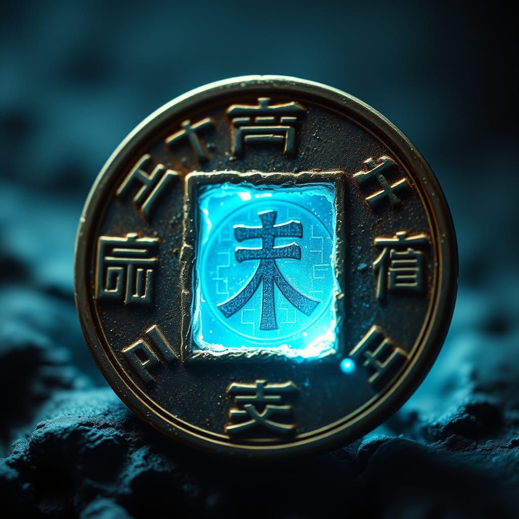 Infernal Coin with Trapped Energy in Cinematic Style