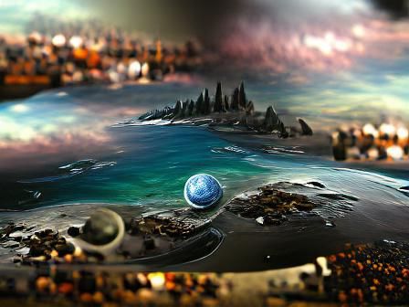 Cosmic Ocean Planet: Detailed Matte Painting