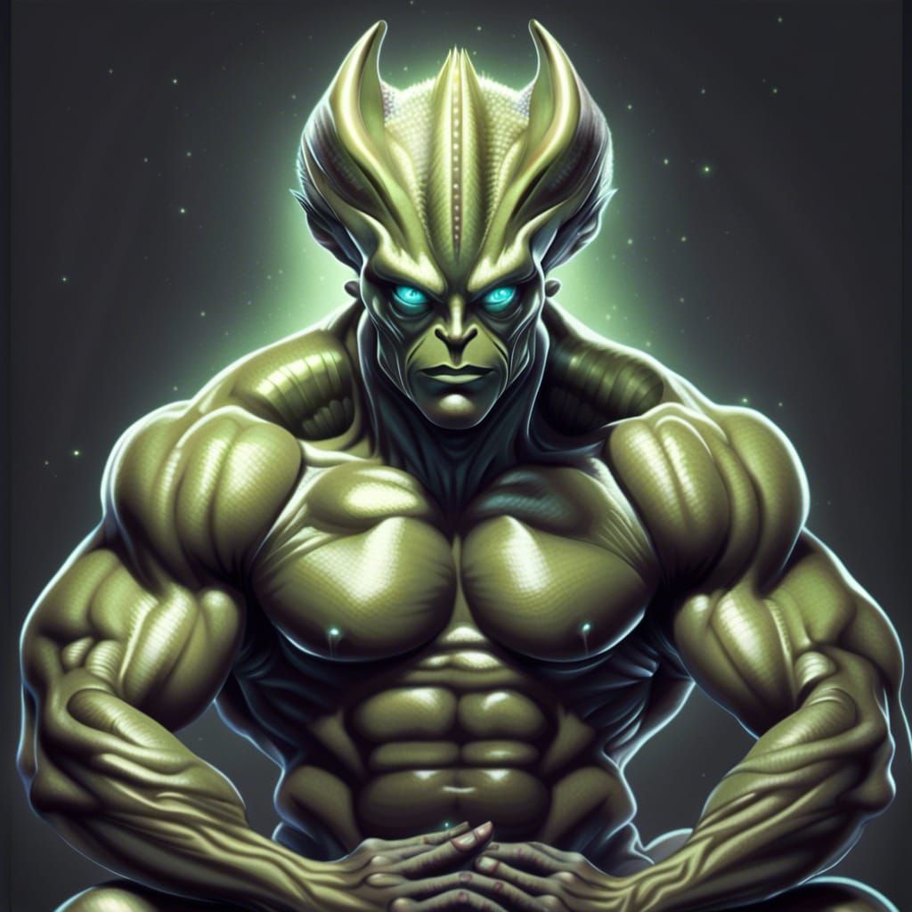 Sweet Handsome Bodybuilding Alien evolved god