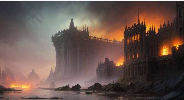 Mystical Portal Opens in Dark Fantasy City