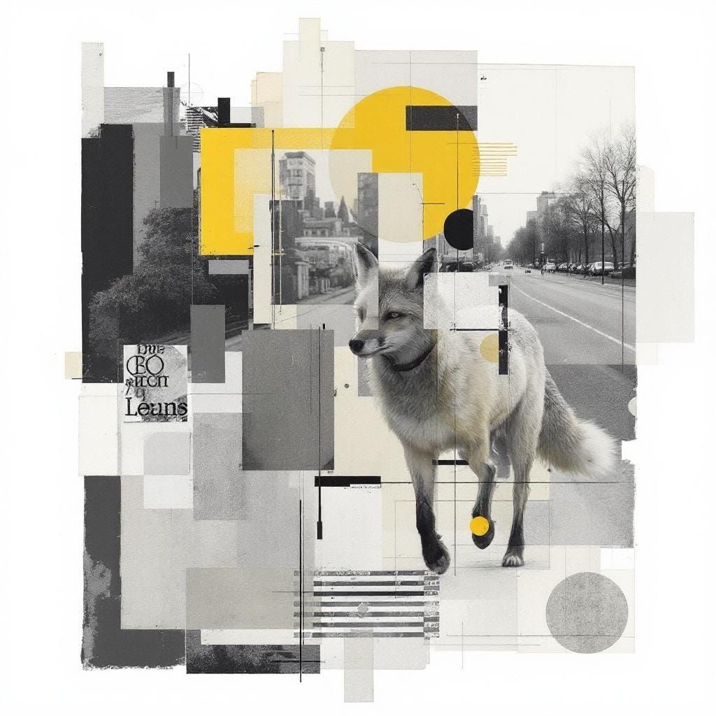Fox Hunt in Bauhaus-Inspired Geometric Layers