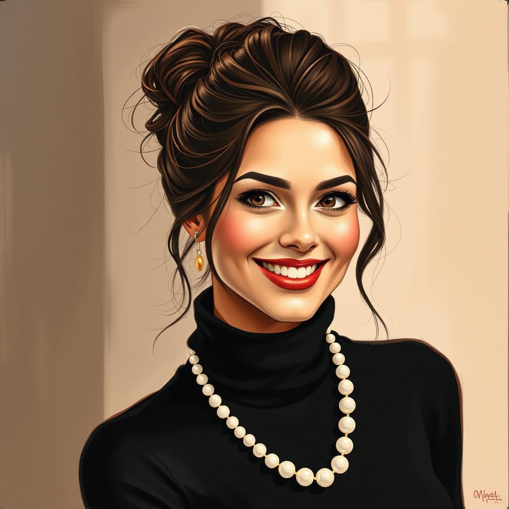 Elegant Woman in a Messy Bun, Sophisticated Modern Art