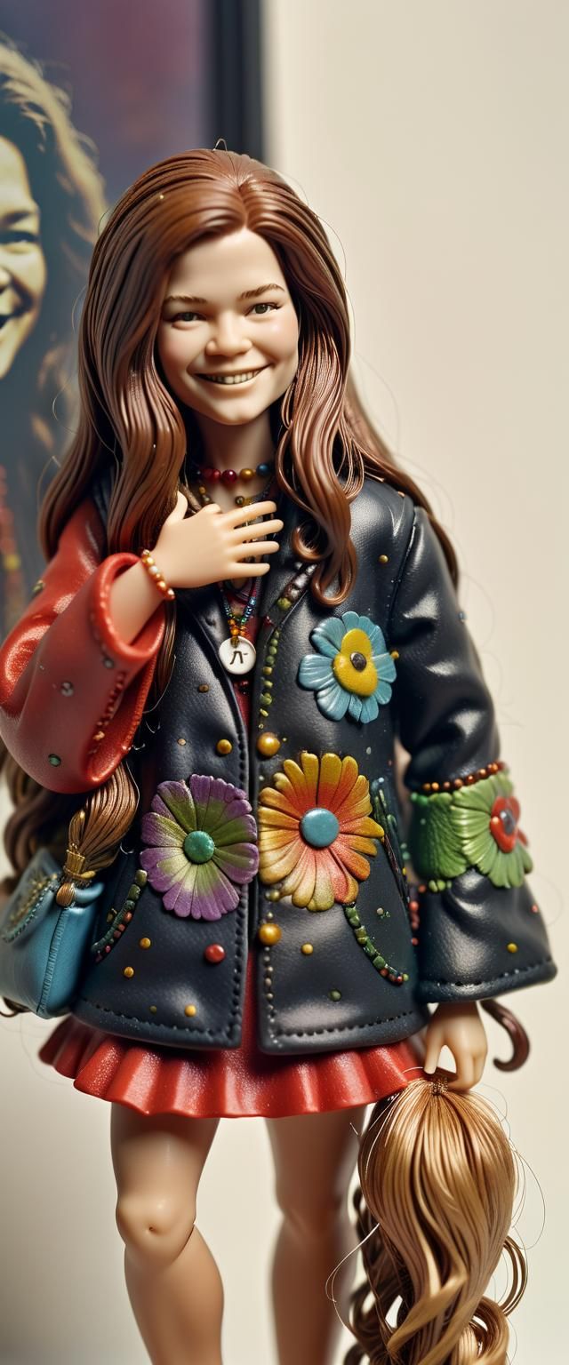 Hyperrealistic Janis Joplin Plastic Action Figure