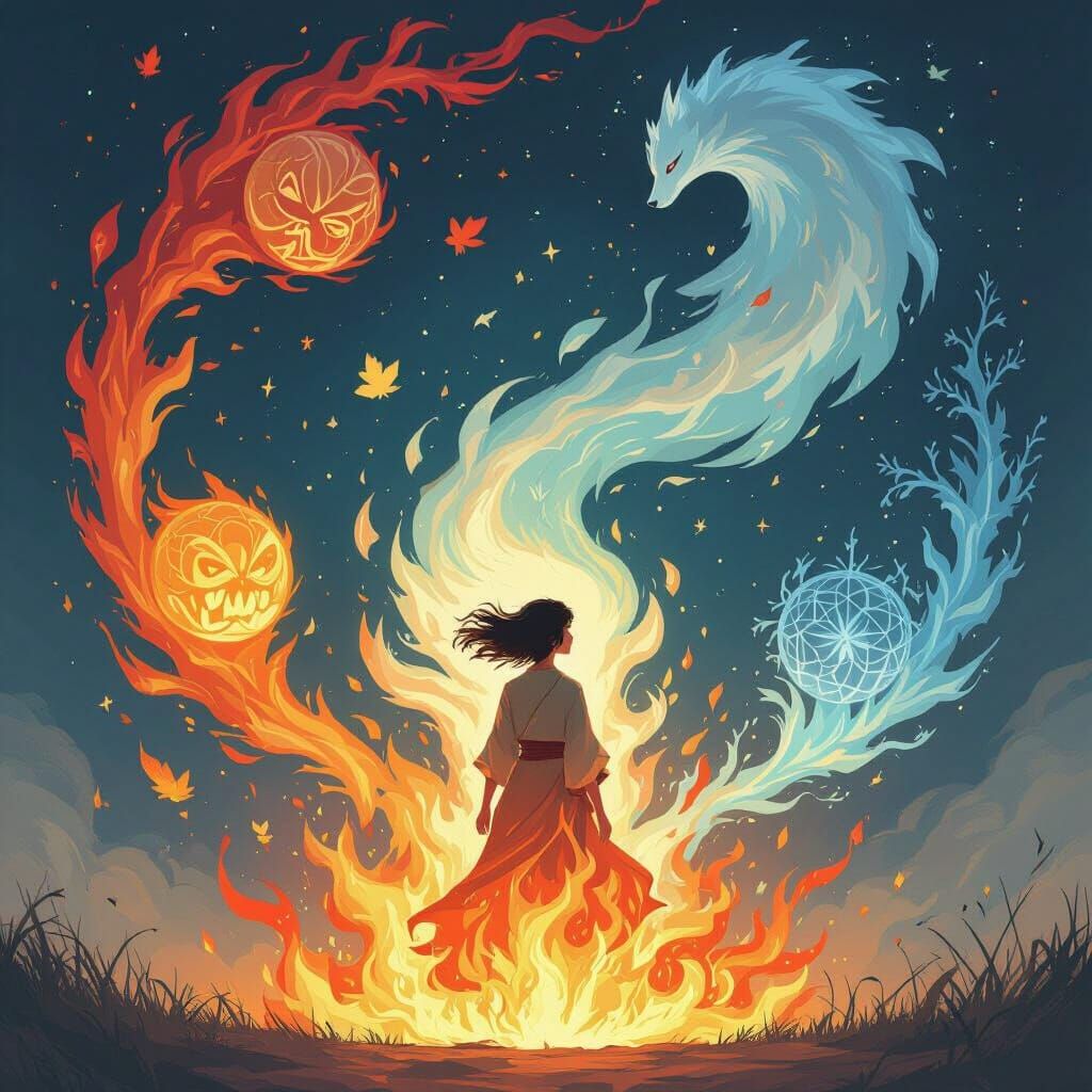 Elemental Spirit Emerges in Seasonal Flames