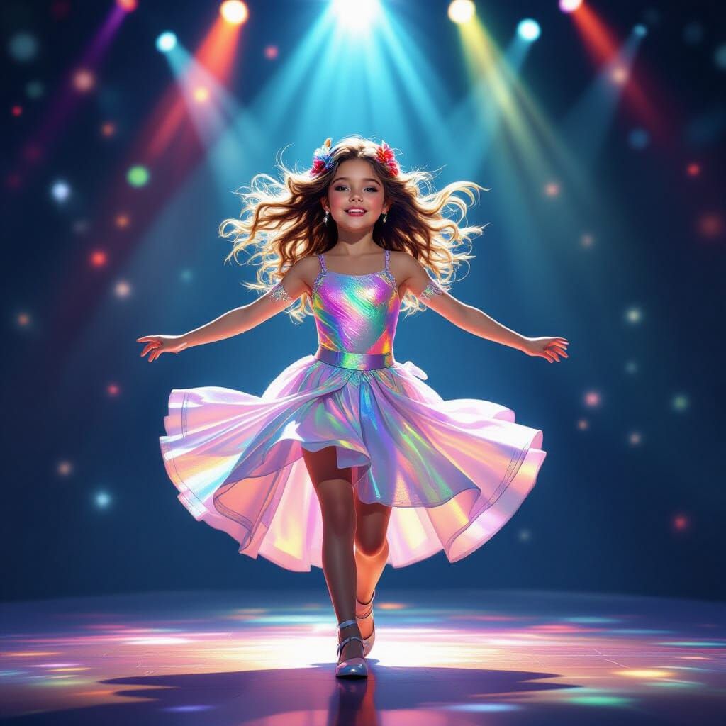 Girl Dancing on Stage in Theatrical Poster Style