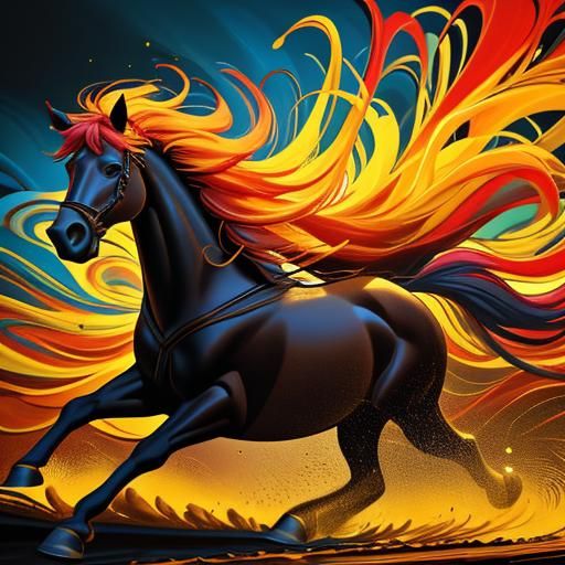 Horse Wins Running in Reverse, Surrealist Painting