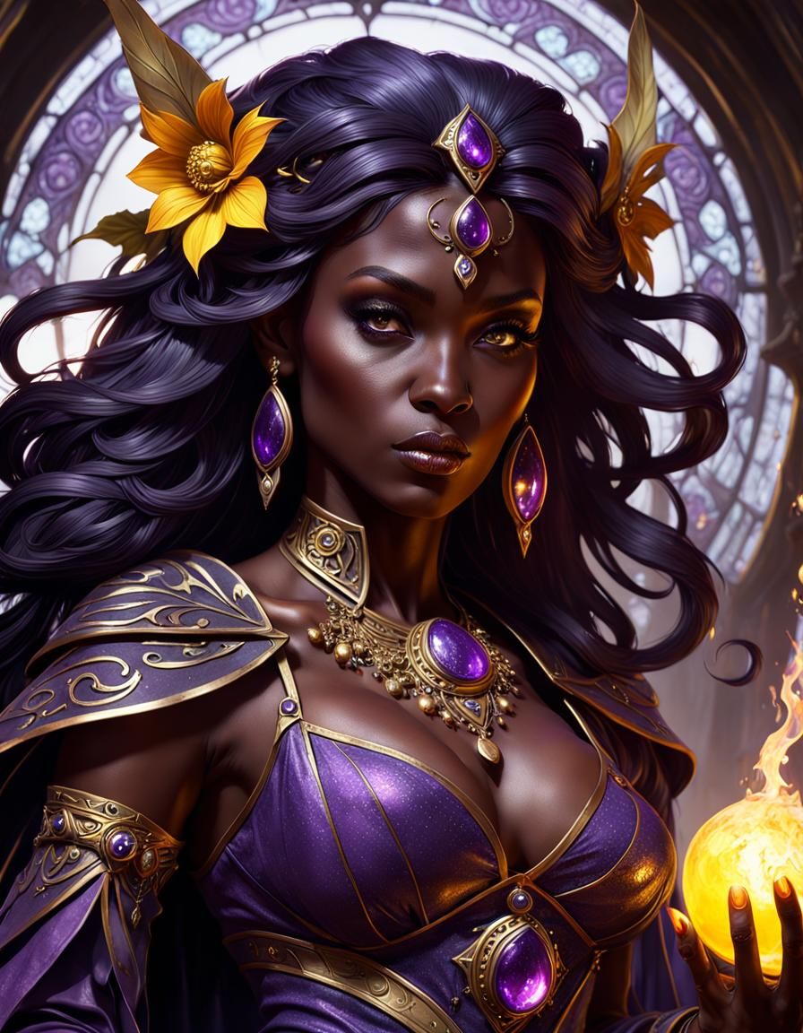 Dark Fantasy Sorceress in Hyperdetailed Concept Art