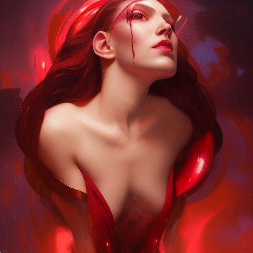 Scarlet Witch Portrait in Art Nouveau Style