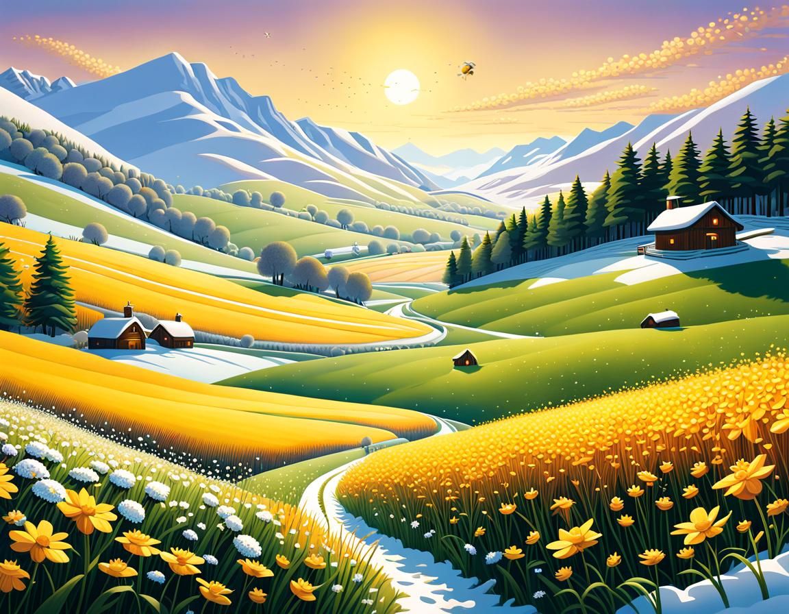 A Year's Cycle in Vibrant Illustration