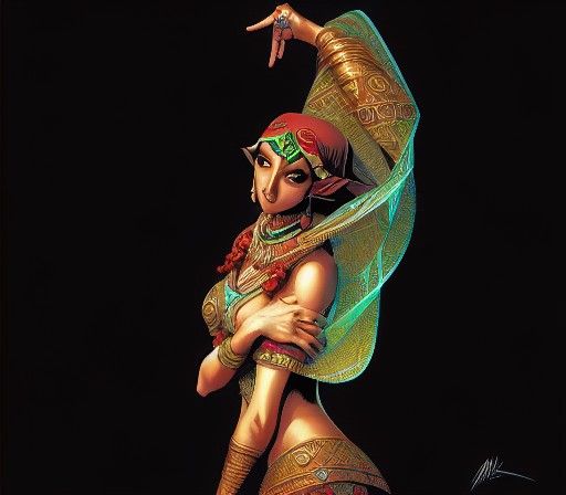 Veil Dancing Gerudo Girl in Comic Book Style