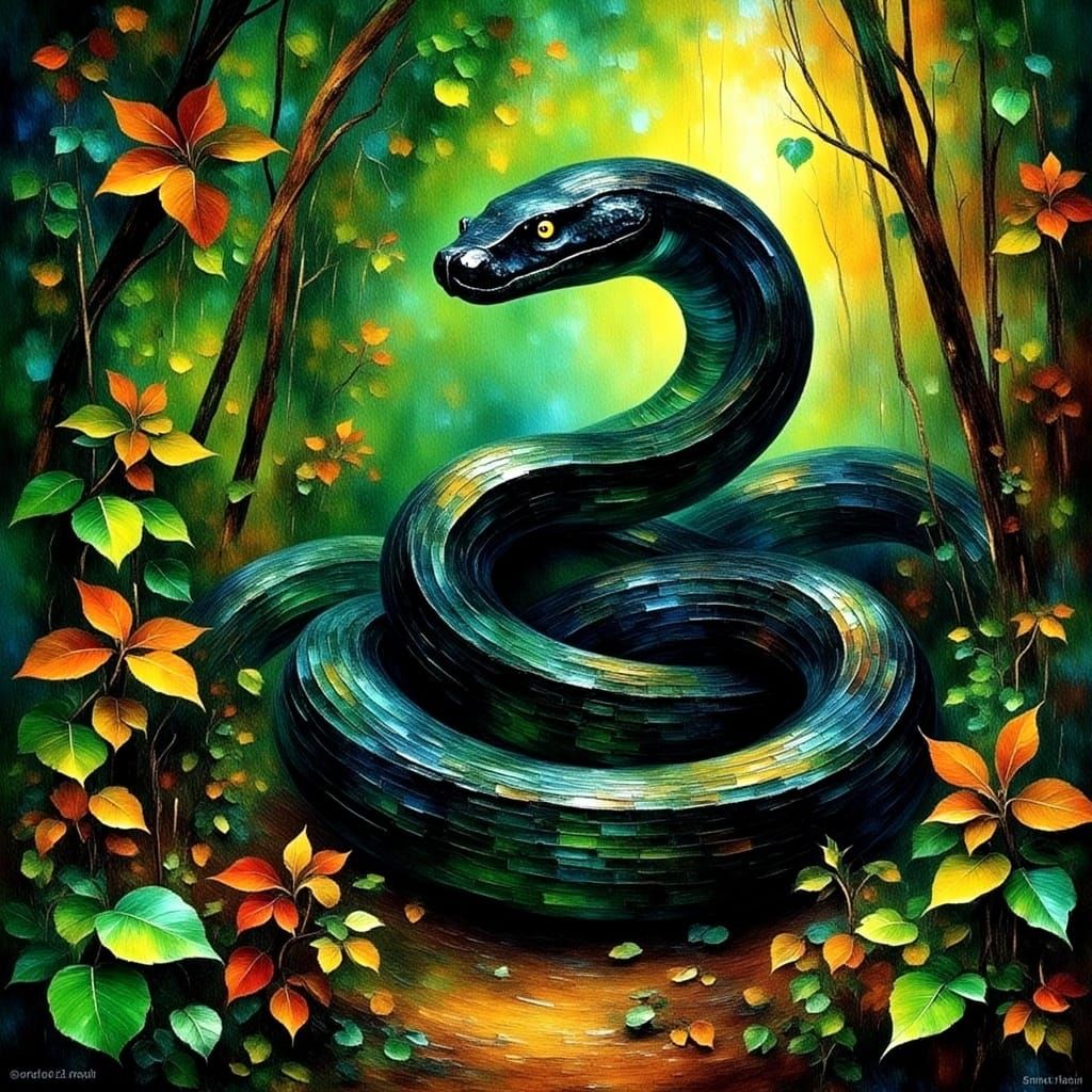 Majestic King Cobra in Hyper-Realistic Fantasy Illustration