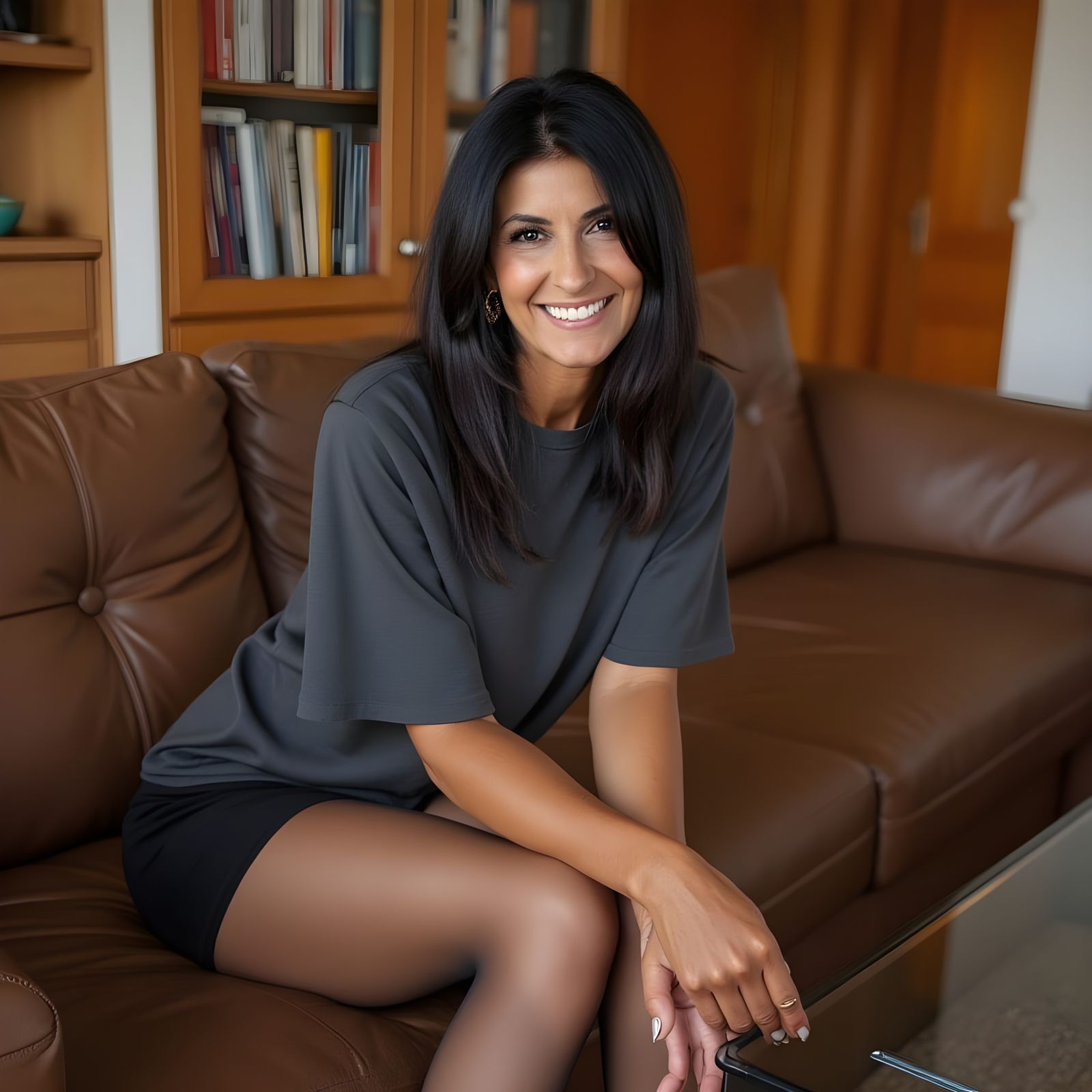 Elegant Woman in Hosiery Lounging Casually