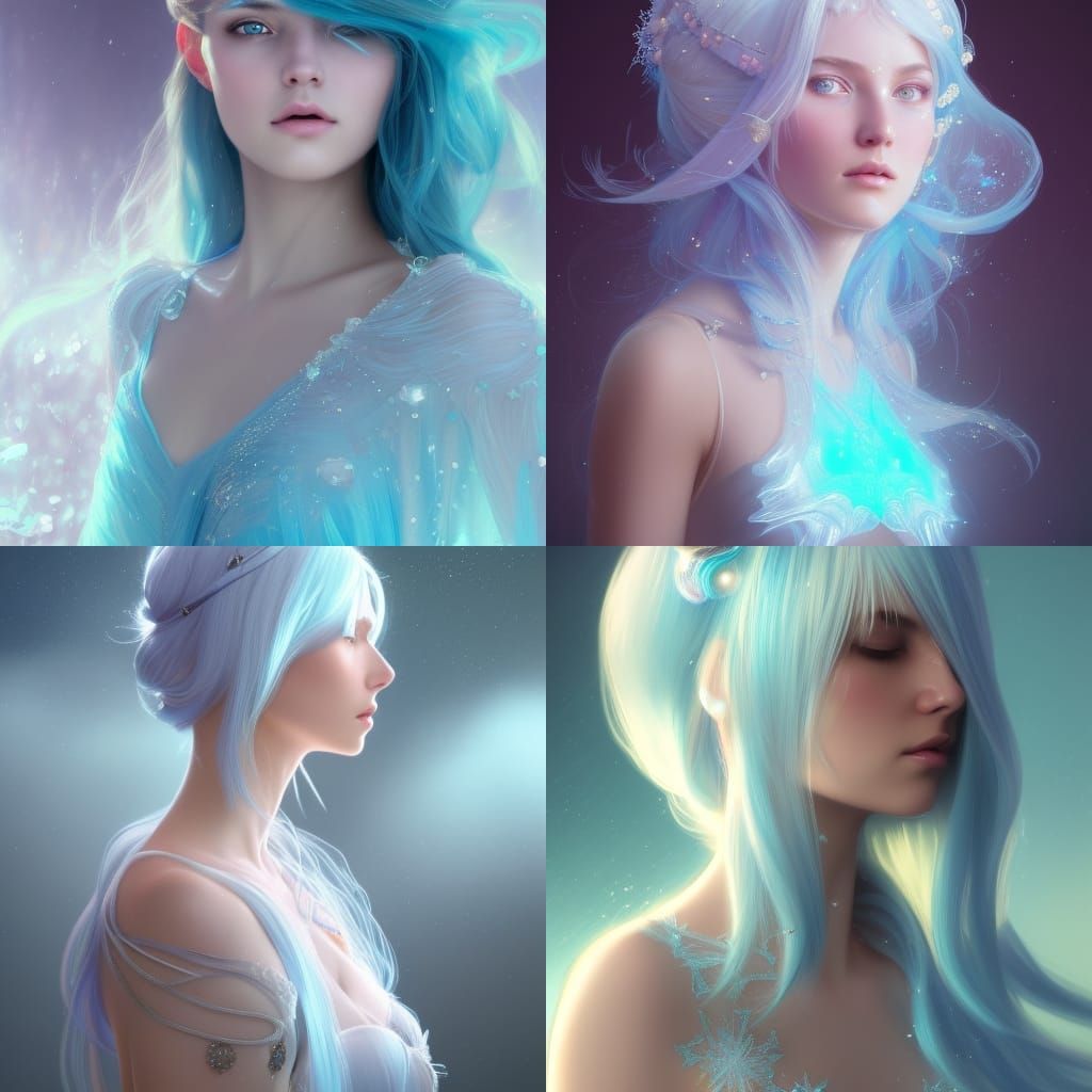 Ice Crystal Princess Portrait in Hyperdetailed Digital Art