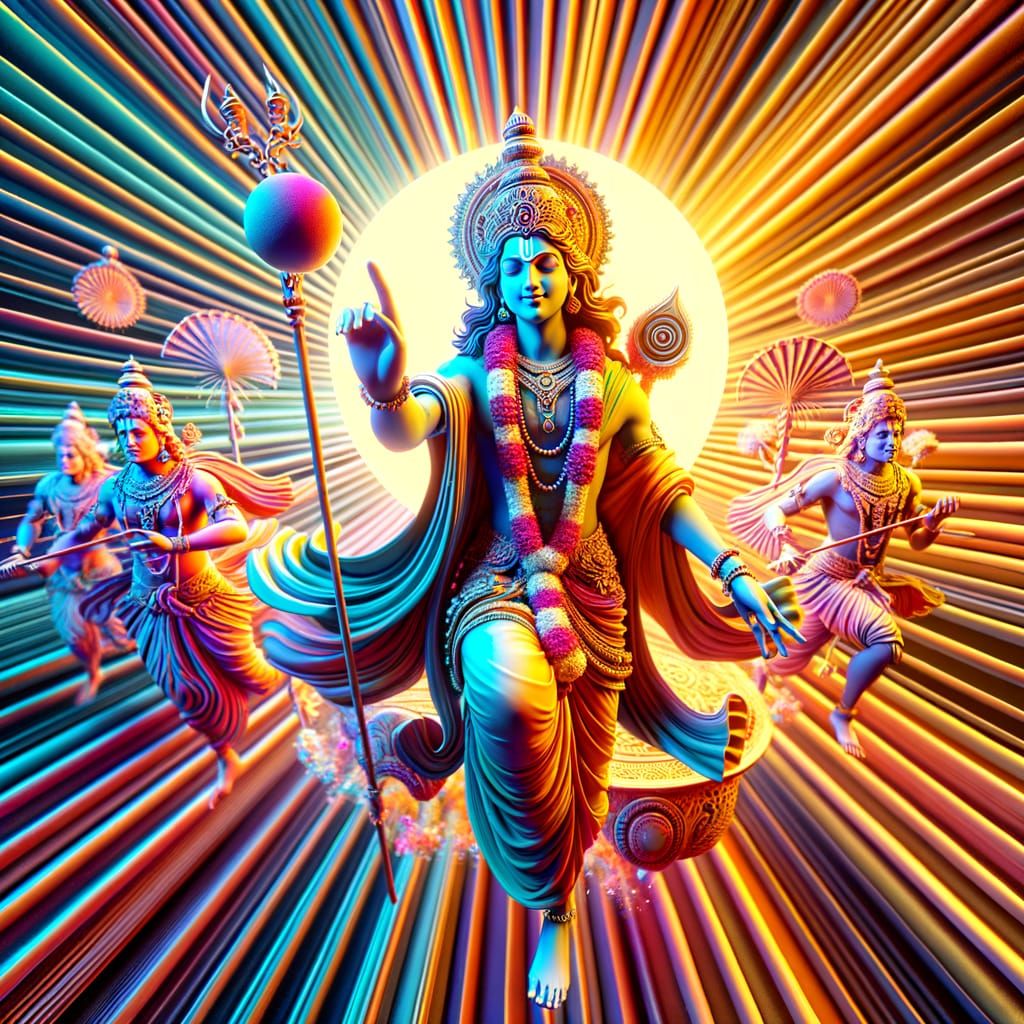 Lord Krishna Arrival in 3D Digital Art