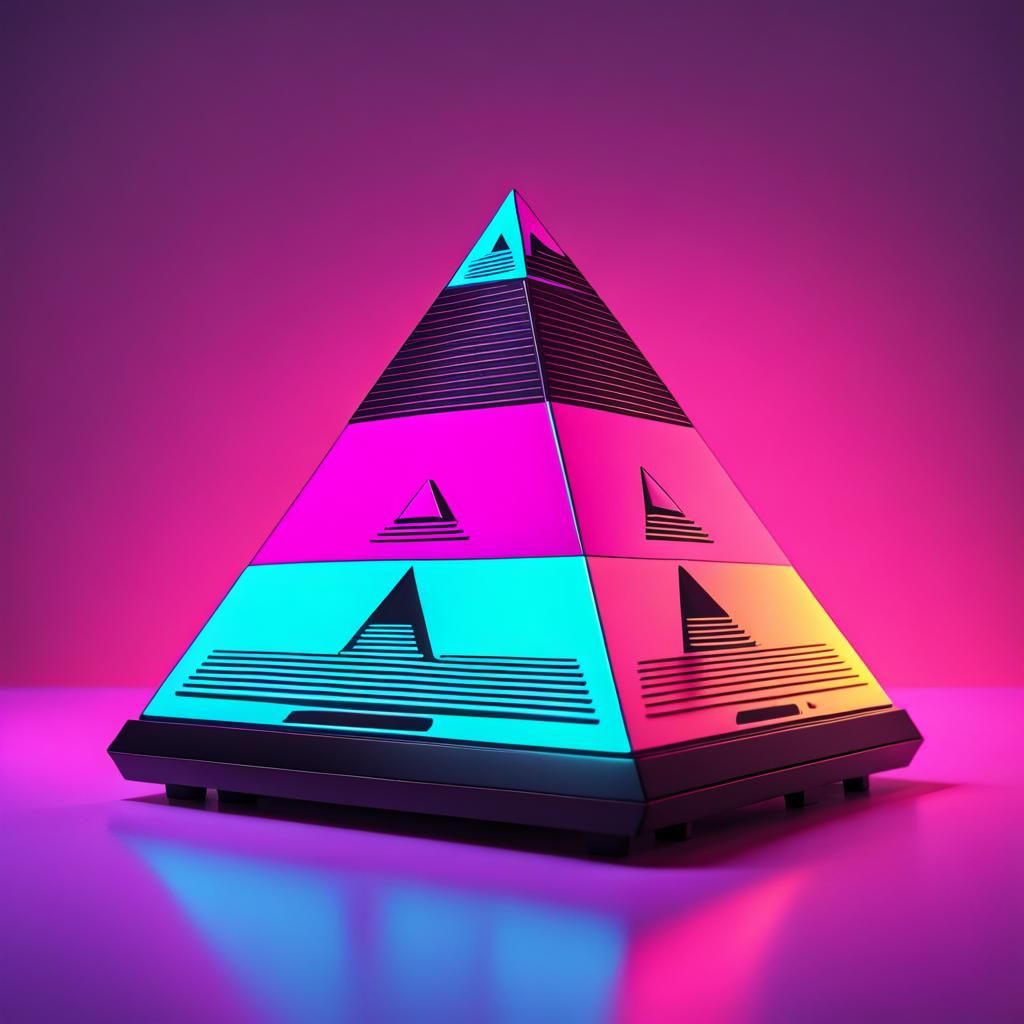 Minimalist Synthwave Pyramid in Retro Style