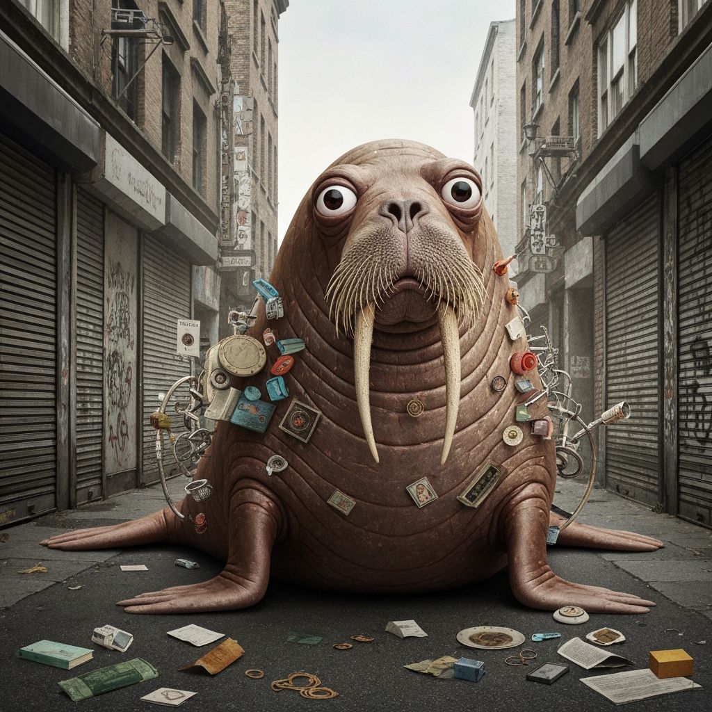 Surreal Walrus in Absurd Street Photography Style