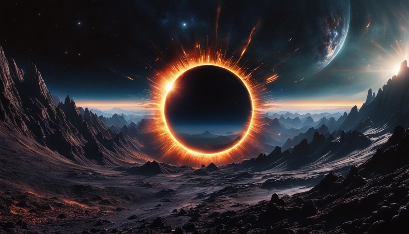 Sunrise Over Black Hole Event Horizon: Digital Matte Paintin...