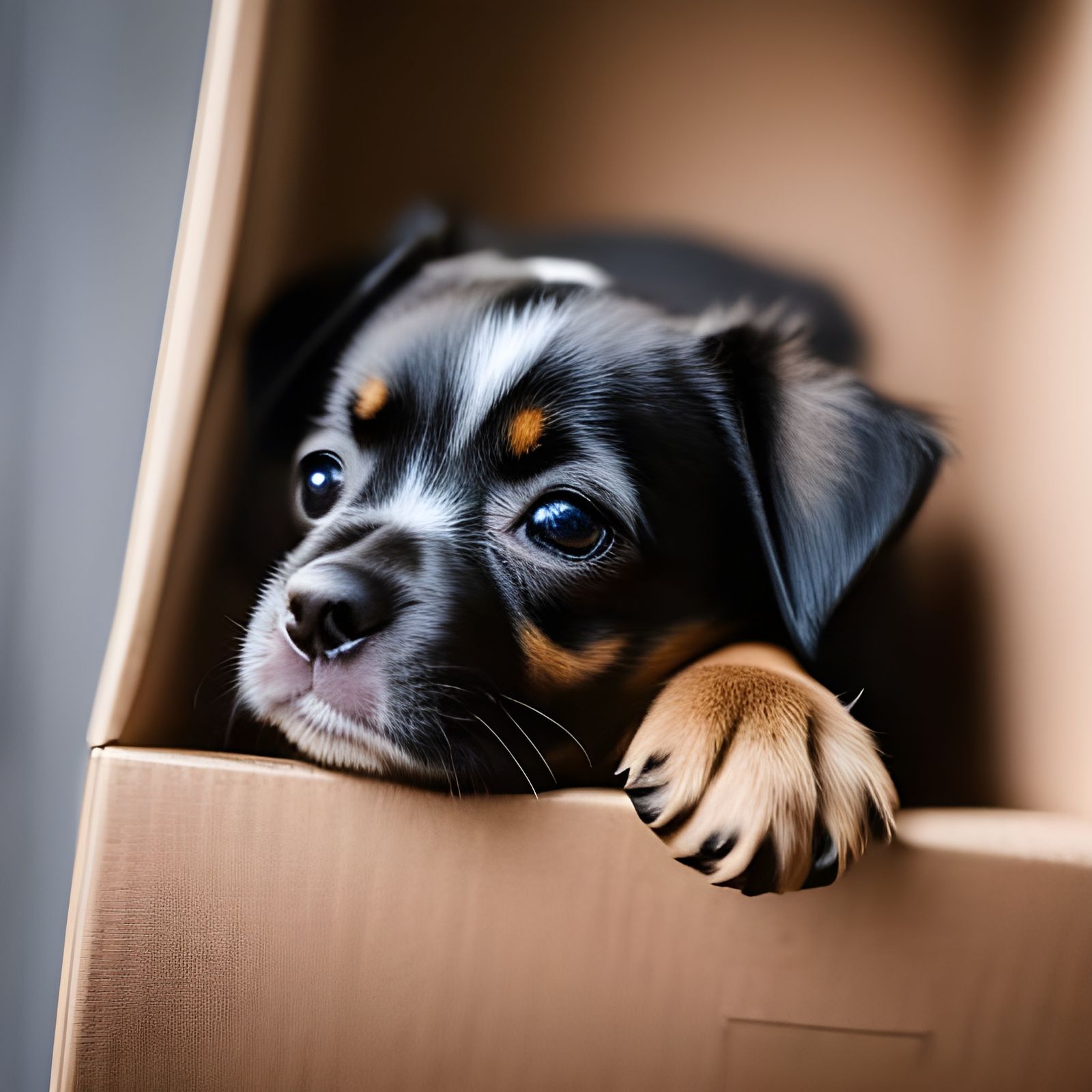 Adorable Puppies in a Box: Professional Photography