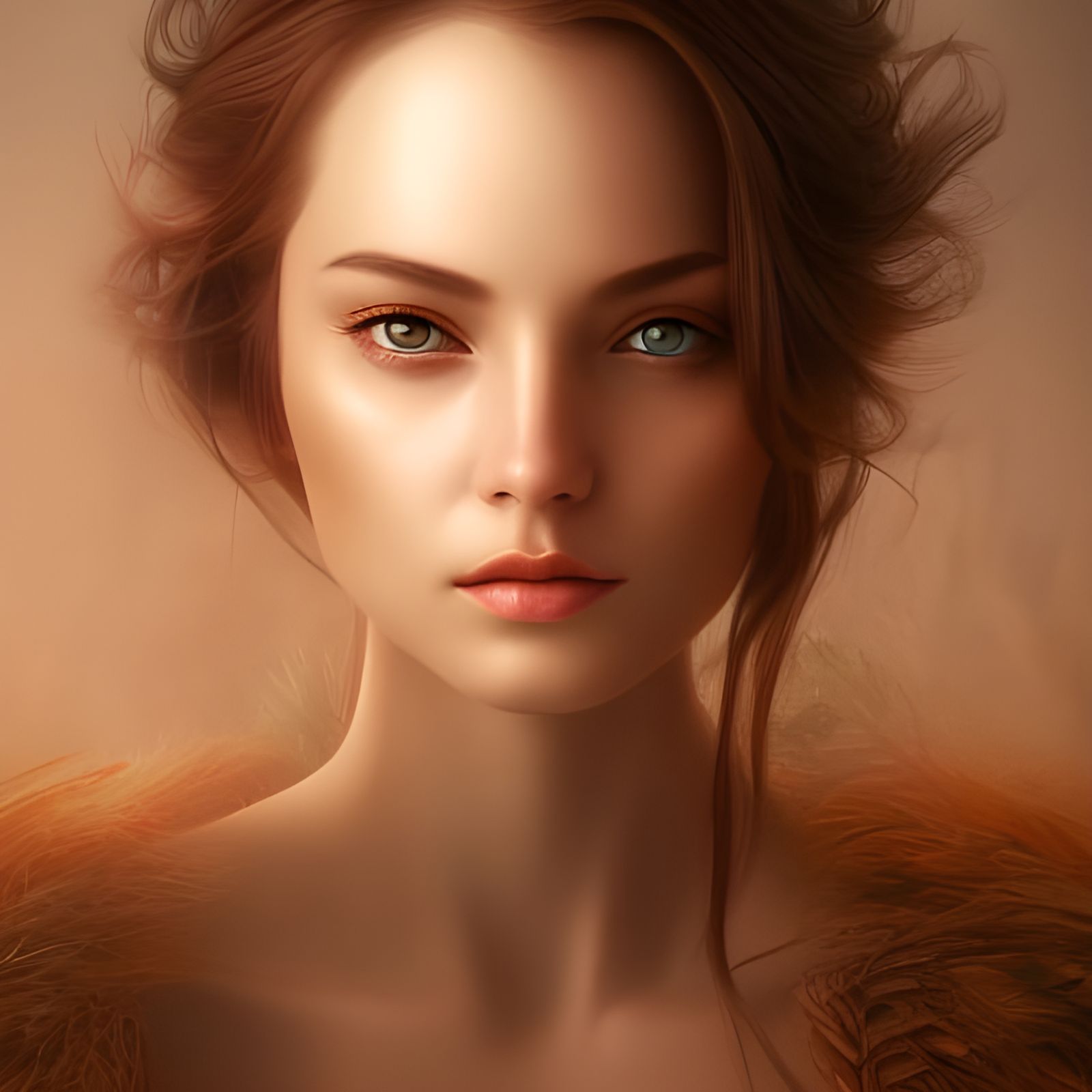 Intricate Portrait of Woman in Warm Colors