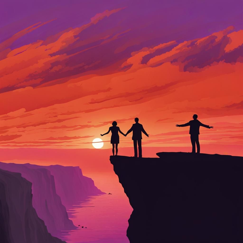 Silhouettes at Sunset: A Minimalist Scene