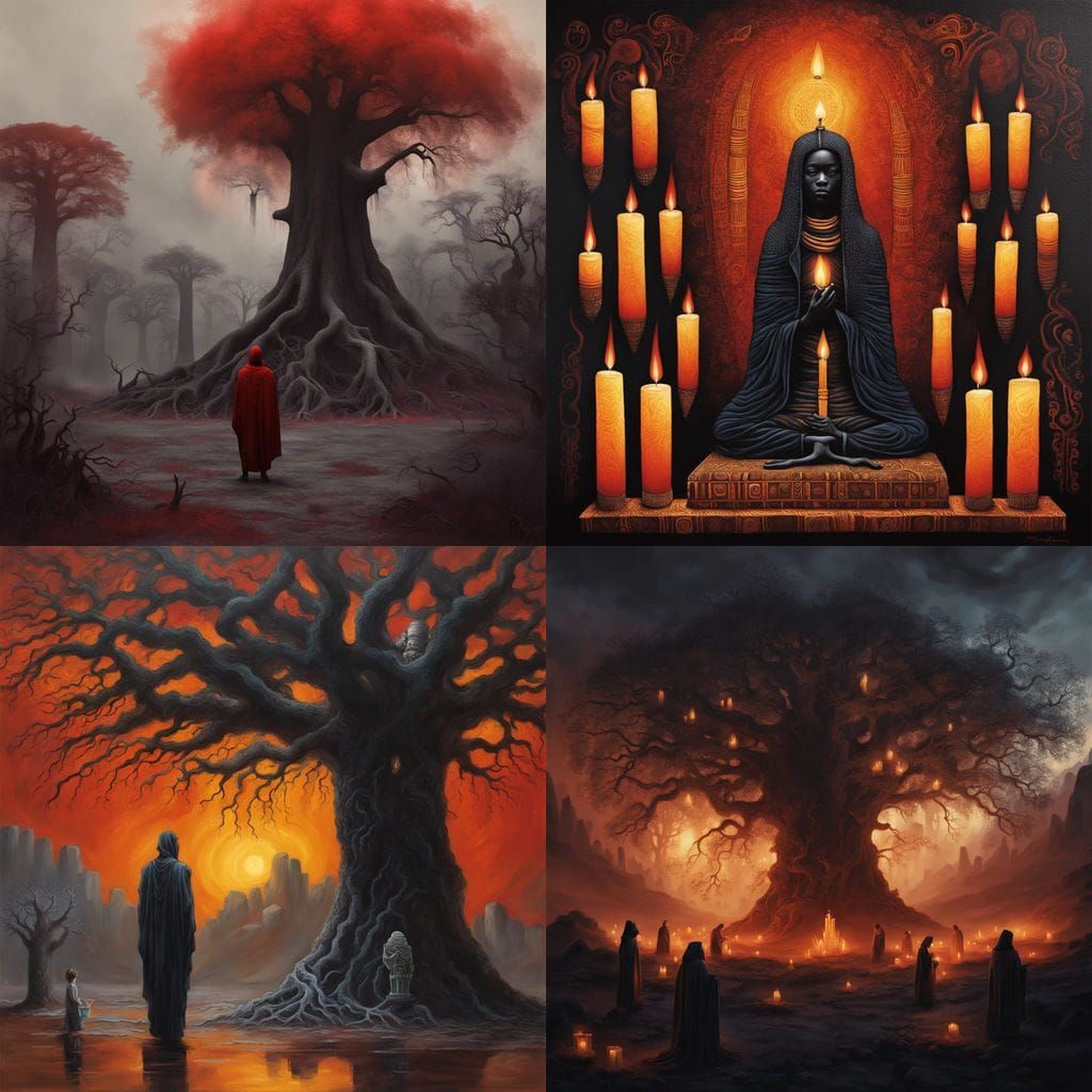 Afrosurrealist Haunted Kwanzaa Scene