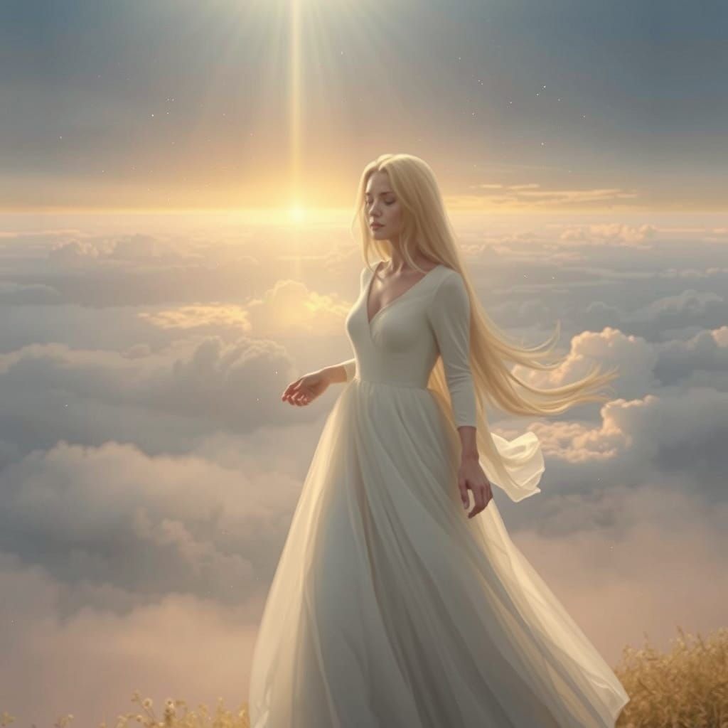 A Woman in Radiant Distress, Bathed in Heavenly Light