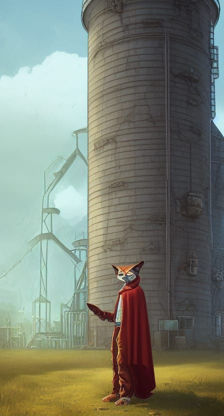 King Zombie Cat Portrait in Spaceship, Digital Art