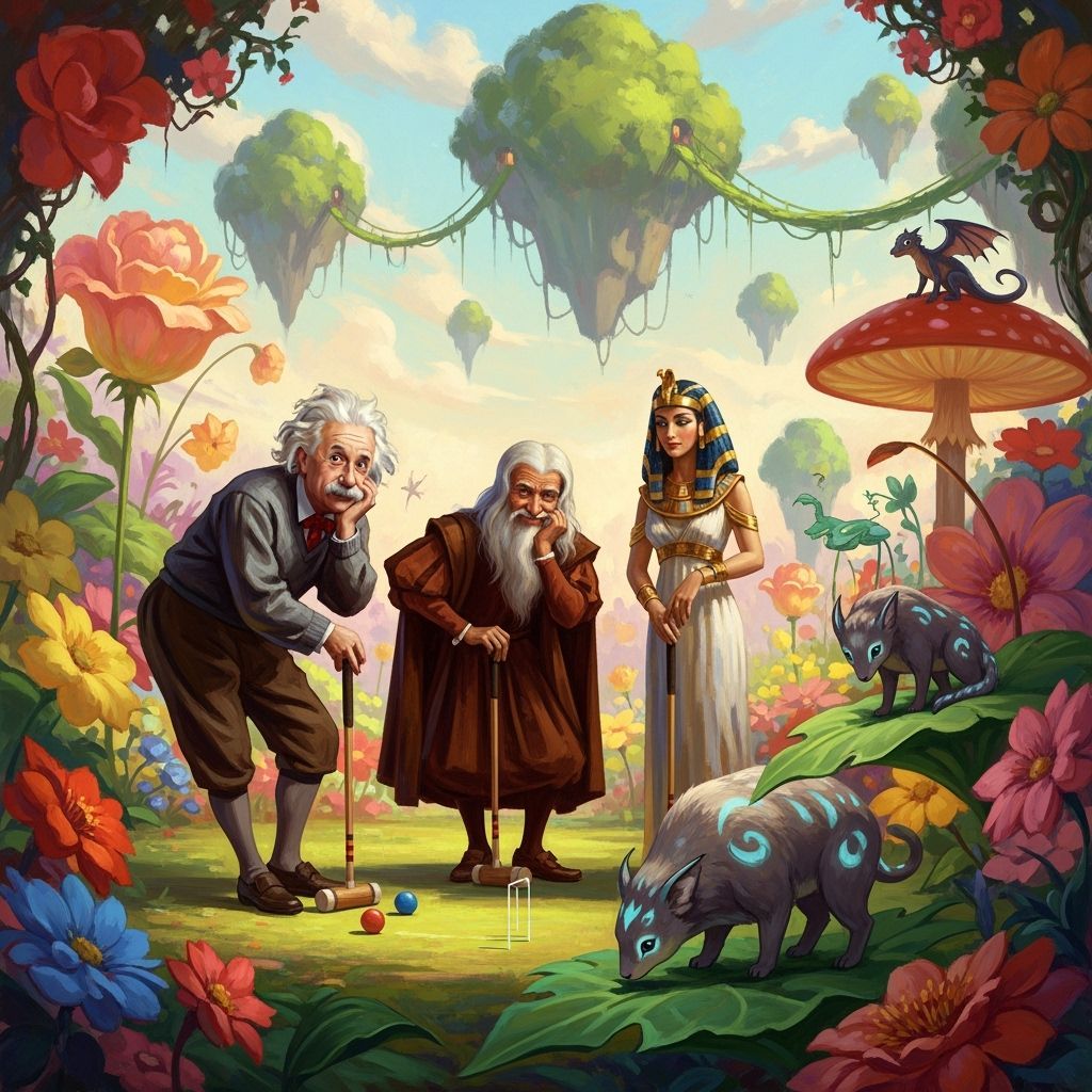 Historical Figures Play Croquet in Impressionist Garden