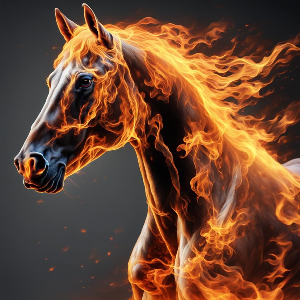 Fiery Horse: A Transparent Vision of Flame