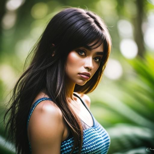 Beach Babe Model in Wild Forest, Professional Photography
