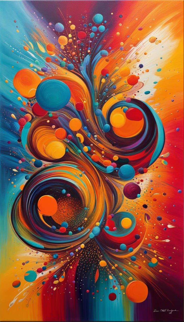 Abstract Painting with Vibrant Colors and Intricate Shapes