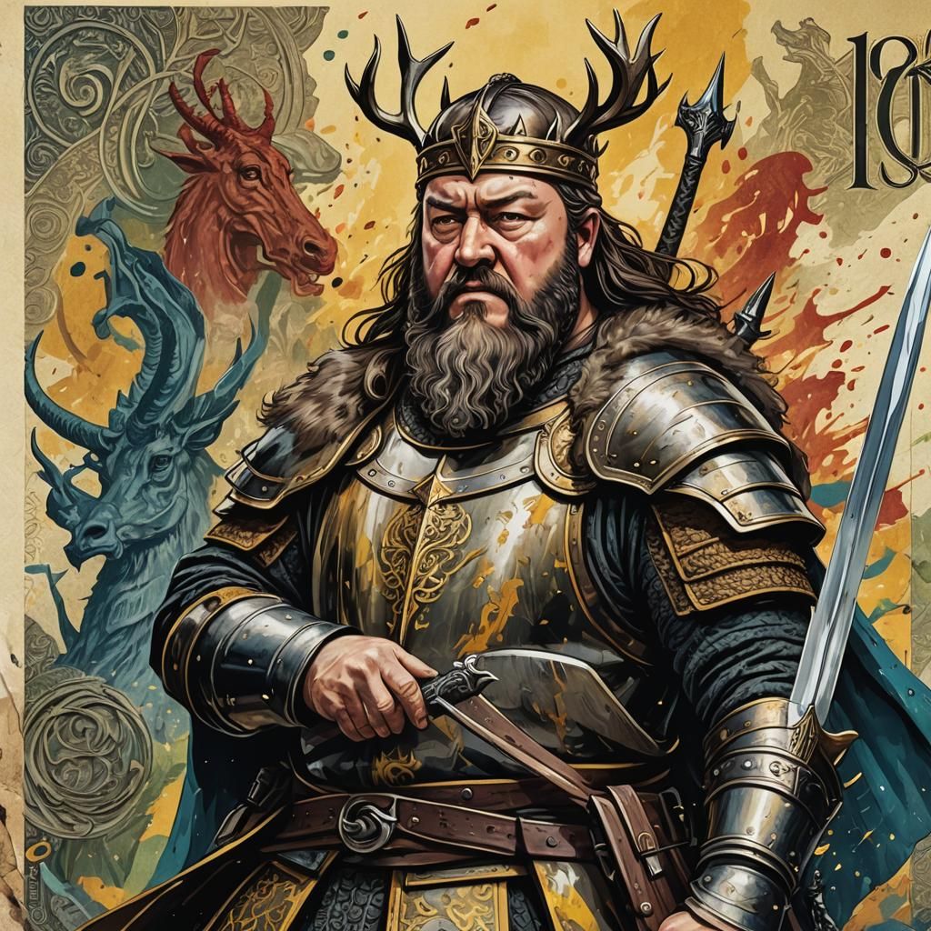 King Robert Baratheon Art Banknote: Hyperrealistic Portrait