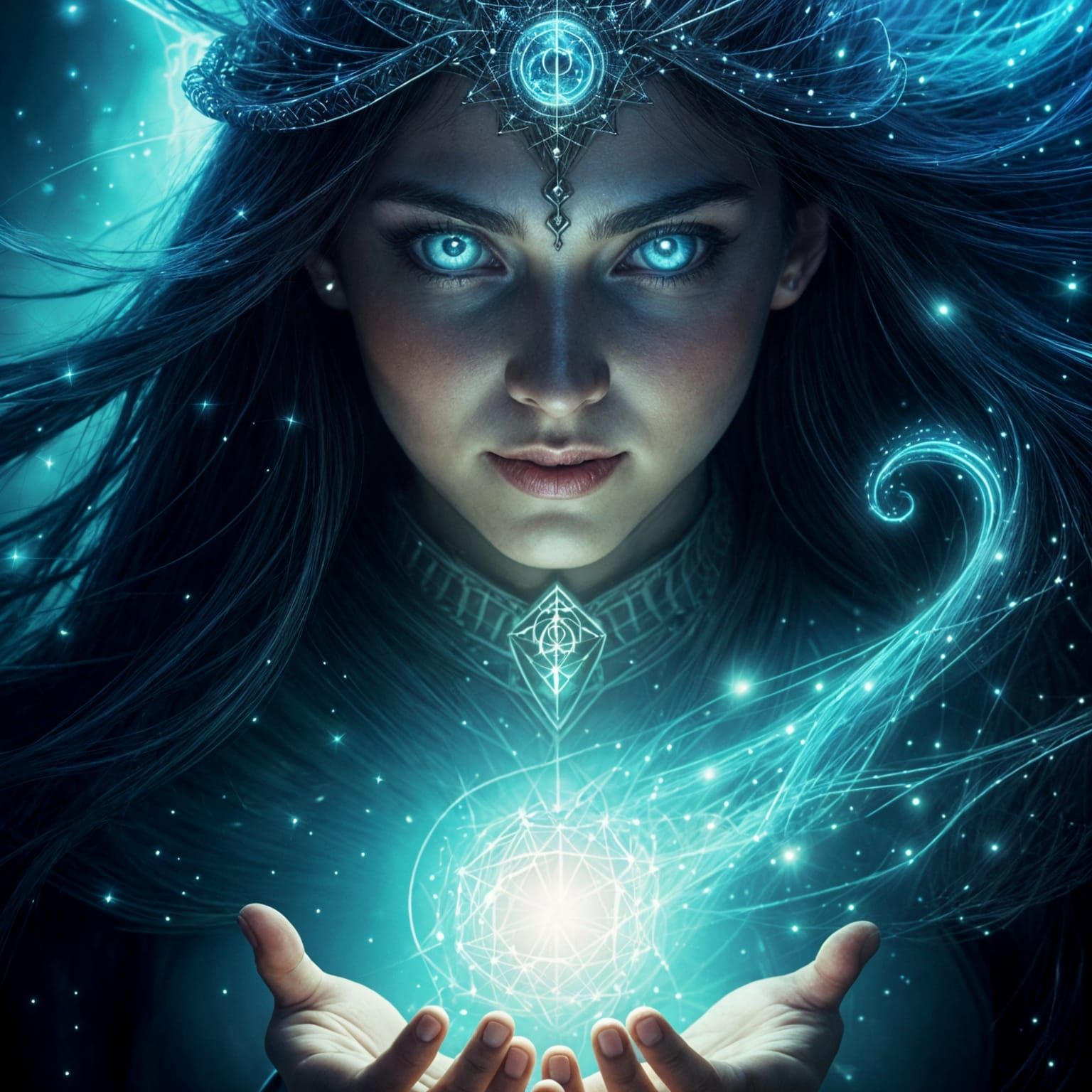 Spellcaster's Face with Glowing Arcane Energy