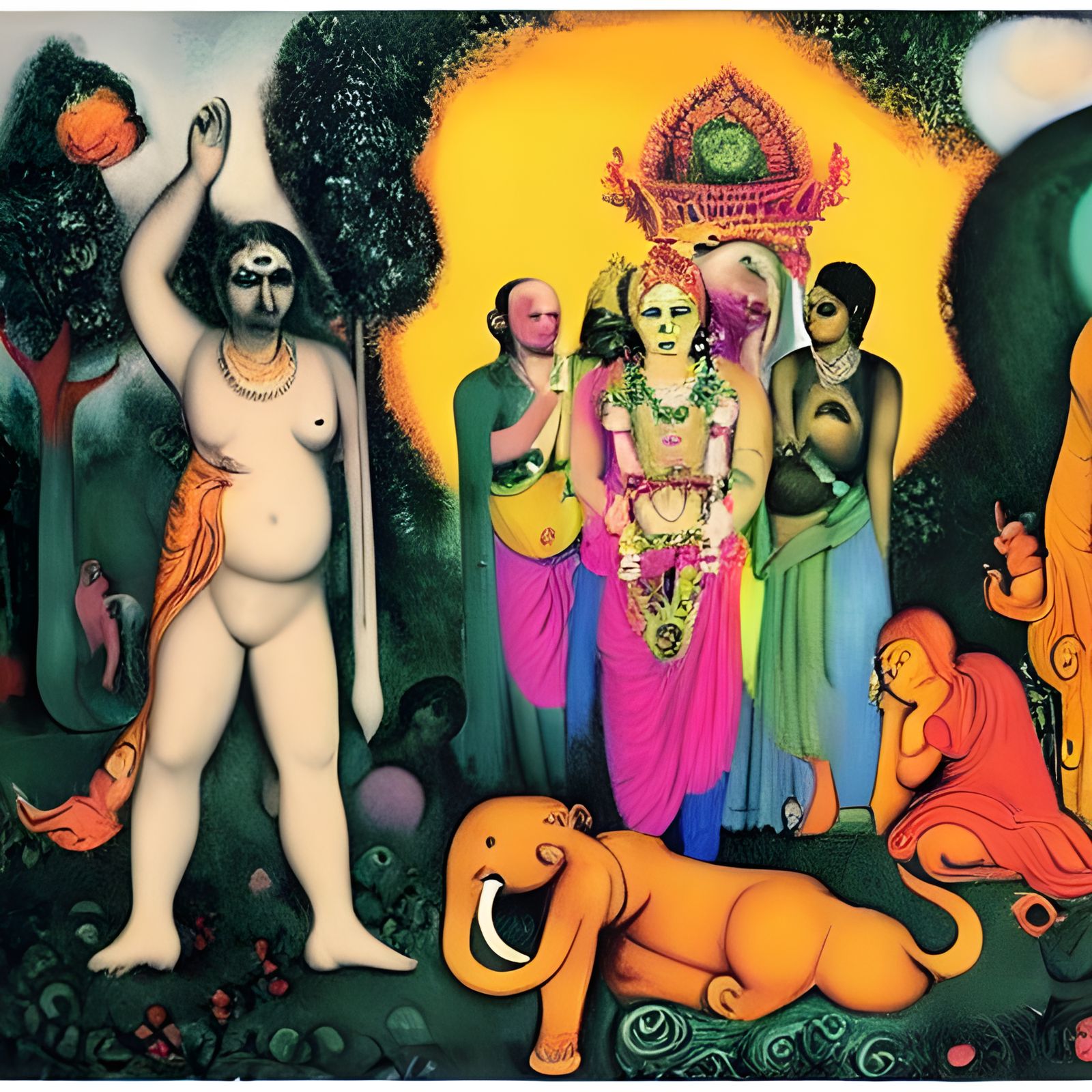 Ganesh in Surrealist Garden, Theatrical Allegory