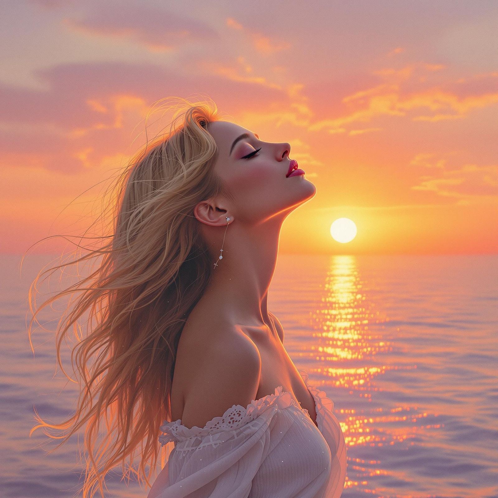 Ethereal Goddess Awakens to Morning Sunlight