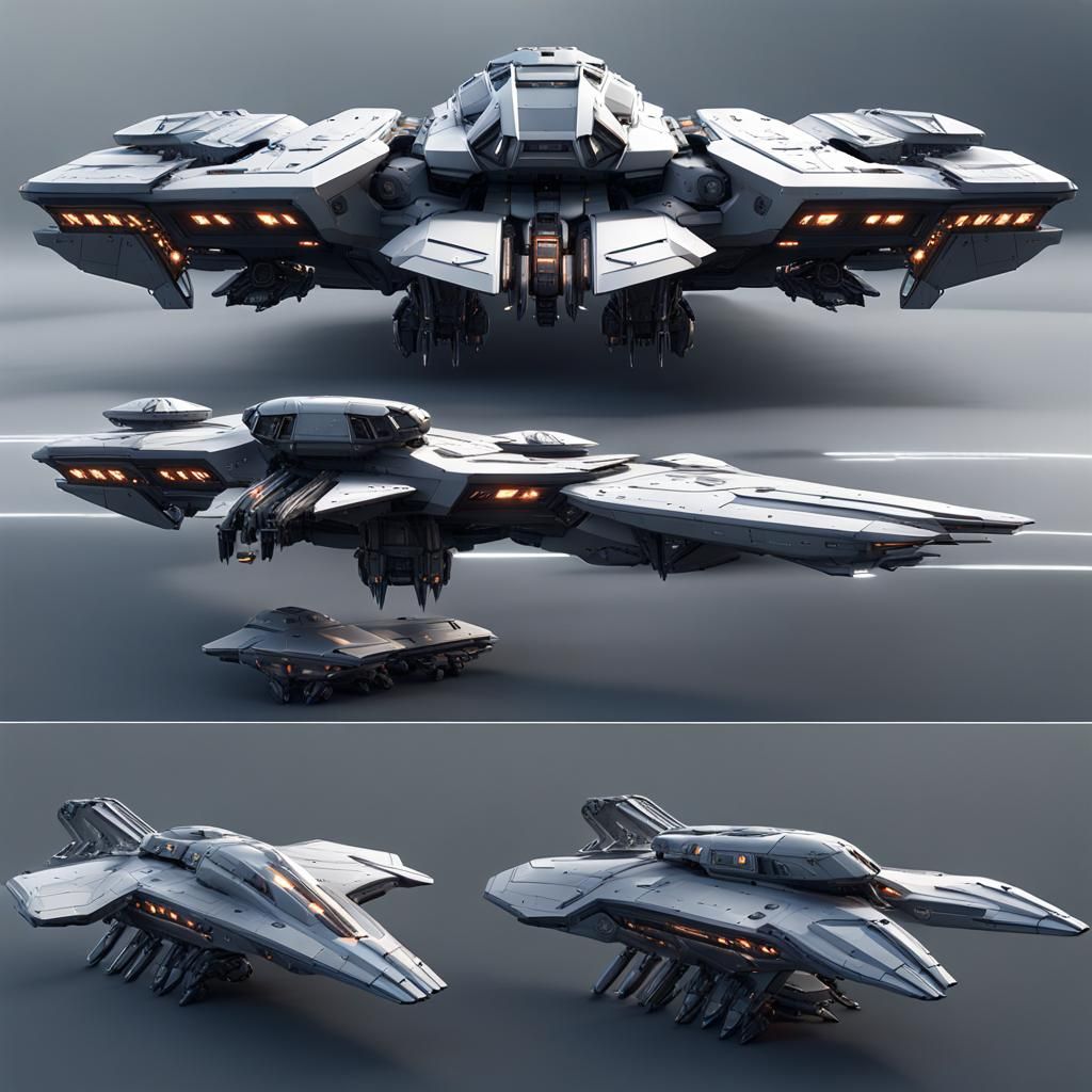Futuristic Sci-Fi Stealth Assault Starship in 8K