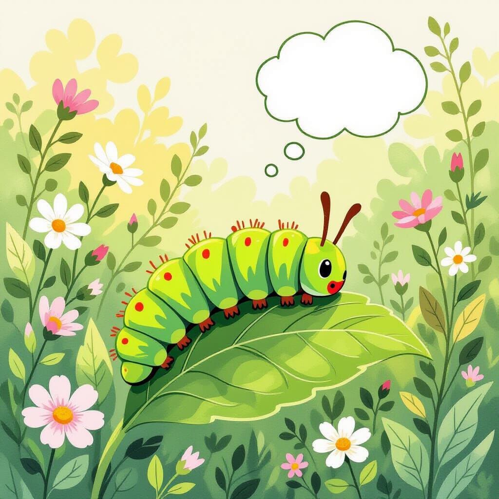 Caterpillar's Dream in Watercolor Garden