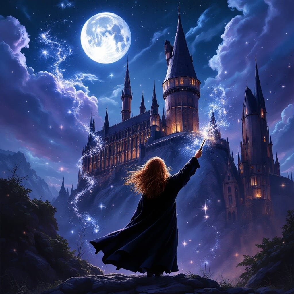 Hermione Granger Casts Magic at Hogwarts