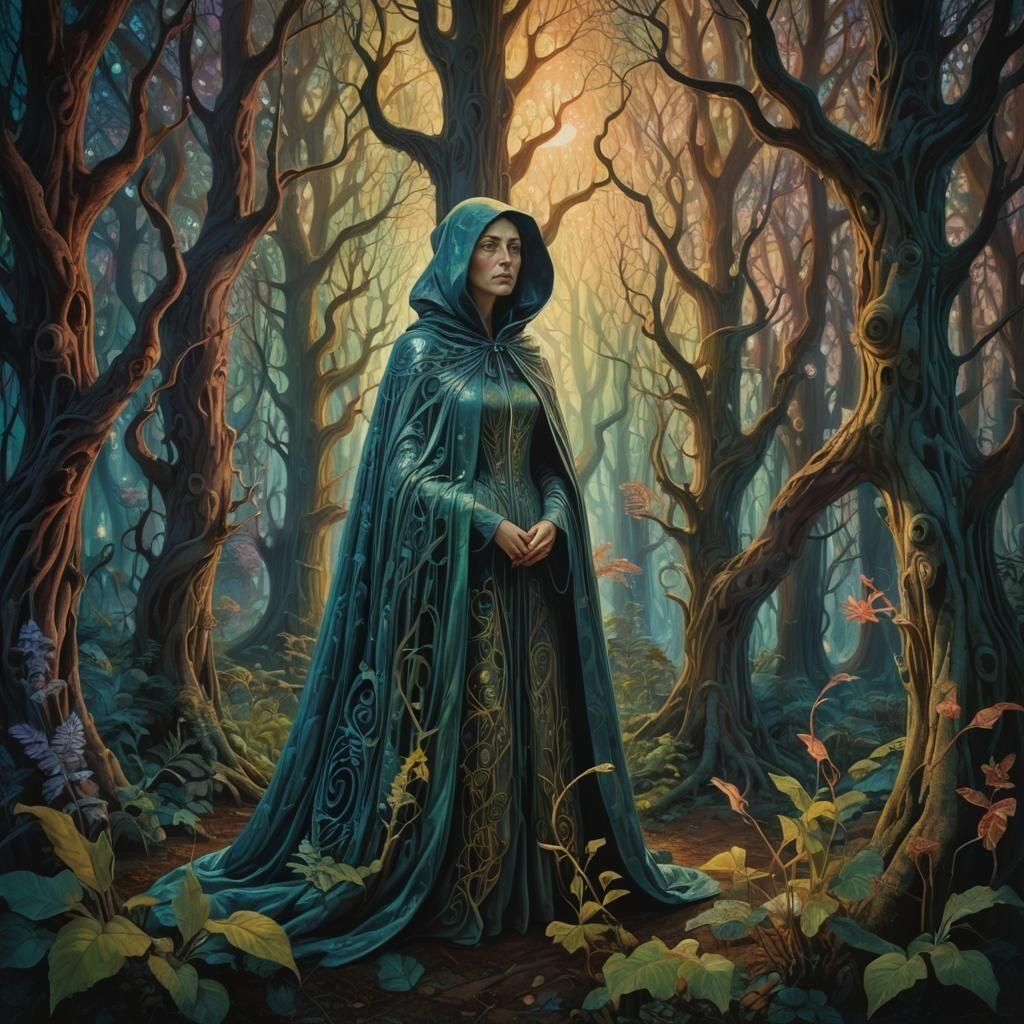 Woman in Codex Seraphinianus Style Illustration