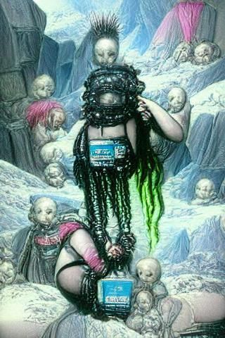 Cybergoth Mahou Shoujo in Etching Style