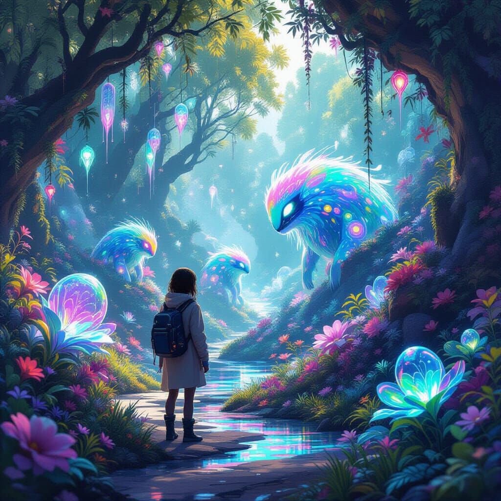 Fantastical Realm: Discovering Glowing Creatures in Surreal ...