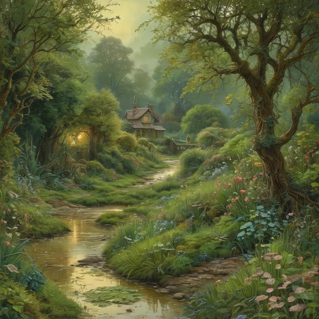 Detailed Rainy Landscape in a Fantasy Style