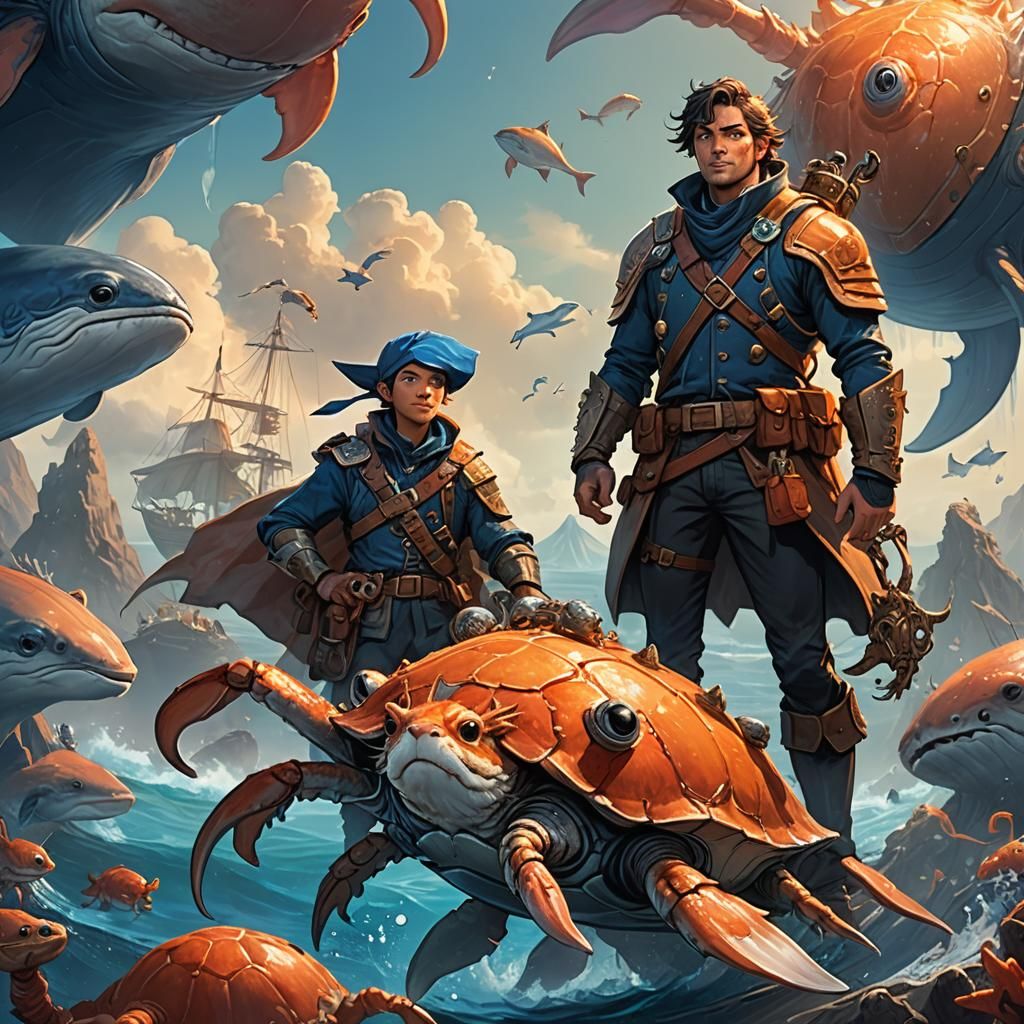 Ranger and Hamster Ride a Crab Whale