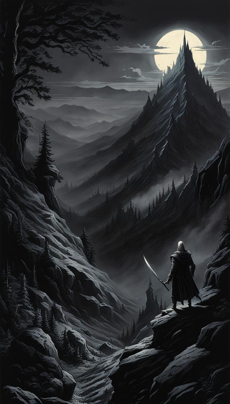 Lucian in Dark Mountains: 70s Fantasy Illustration