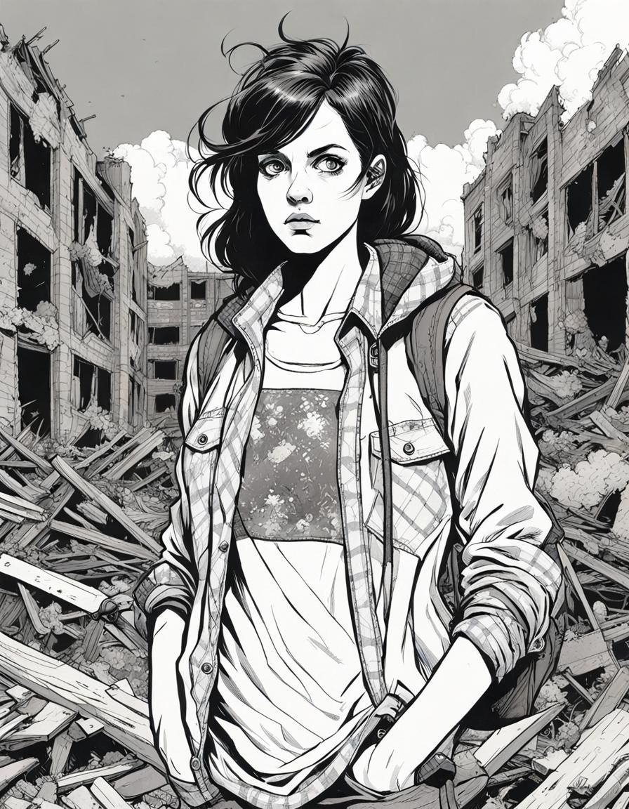 Grumpy Student in Apocalyptic College Quad