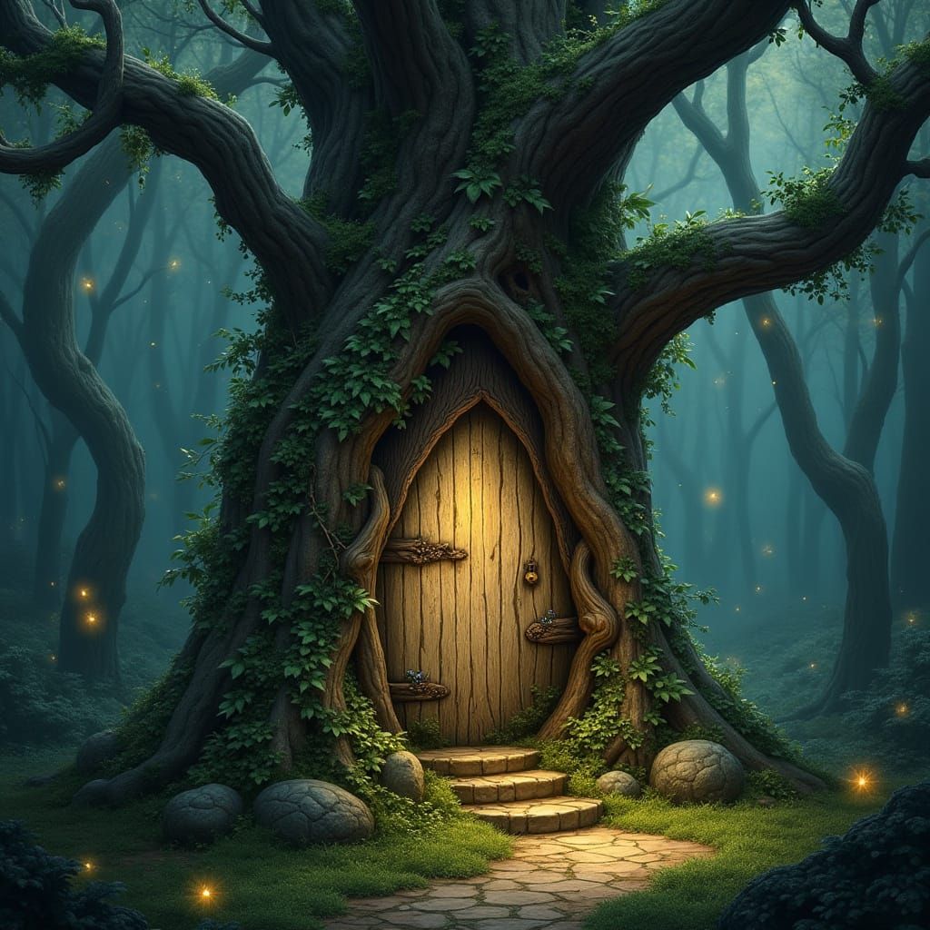 Mystical Forest Fairy Door in Whimsical Style
