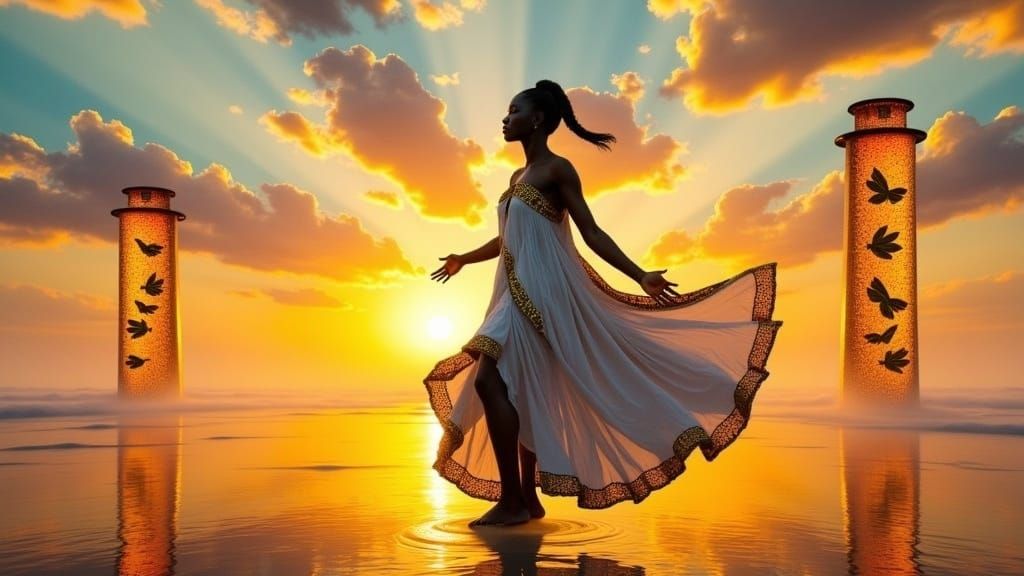 Regal African Goddess Awakens Dawn
