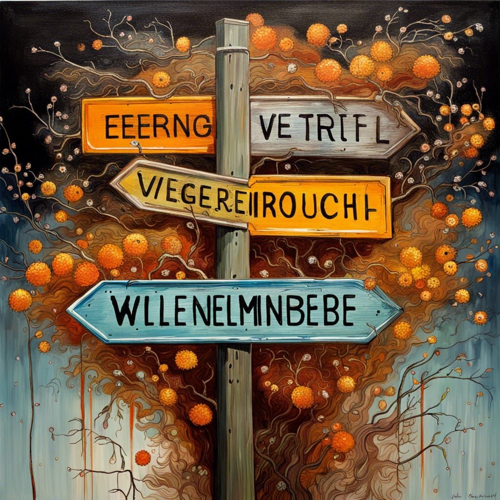 Ironic Street Signs in Post-Impressionist Style