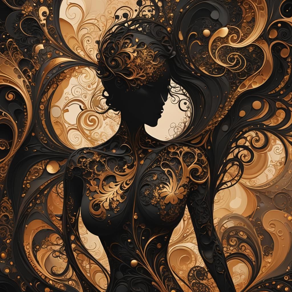 Elegant Silhouette Art in Gold and Copper
